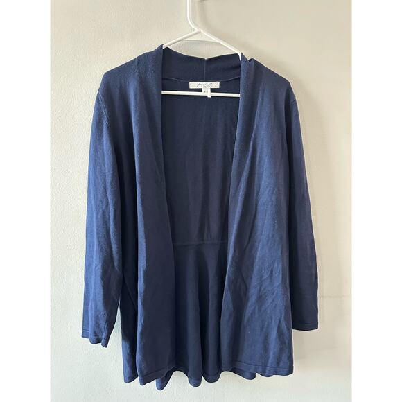 Foxcroft Sweater Women's Medium Navy Blue Cardigan Cotton Modal Open Front - Picture 1 of 7